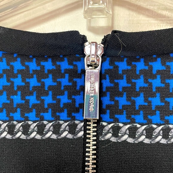 Michael Kors Black And Blue Houndstooth 3/4 Sleeve Sheath Dress Sz 4 - Picture 4 of 4